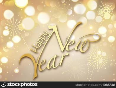 Gold Bokeh Happy New Year Greeting Card