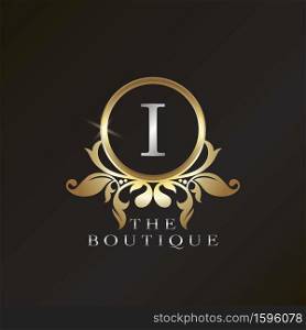 Gold Boutique I Logo template in circle frame vector design for brand identity like Restaurant, Royalty, Boutique, Cafe, Hotel, Heraldic, Jewelry, Fashion and other brand
