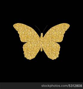 Gold Butterfly Icon Silhouette Vector Illustration EPS10. Butterfly Icon Silhouette Vector Illustration