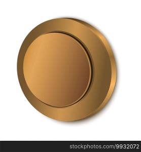 Gold button blank isolated on white background. button blank isolated