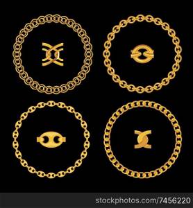 Gold Chain Jewelry on Black Background. Vector Illustration. EPS10. Gold Chain Jewelry on Black Background. Vector Illustration