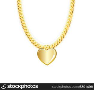 Gold Chain Jewelry Whith Heart. Vector Illustration. EPS10. Gold Chain Jewelry Whith Heart. Vector Illustration.