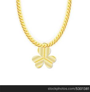 Gold Chain Jewelry whith Three Leaf Clover. Vector Illustration. EPS10. Gold Chain Jewelry whith Three Leaf Clover. Vector Illustration.