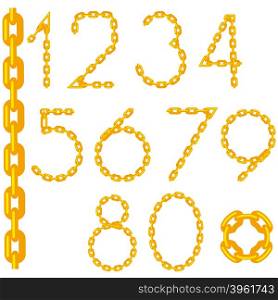 Gold Chain Number Collection Isolated on White Background.. Gold Chain Number Collection Isolated