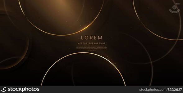 Gold circle frame luxury on dark elegant background with lighting effect and sparkle with copy space for text. Luxury design style. Vector illustration