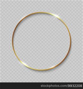 Gold circle frame with shiny borders on transparent background. Gold frame with shiny borders 