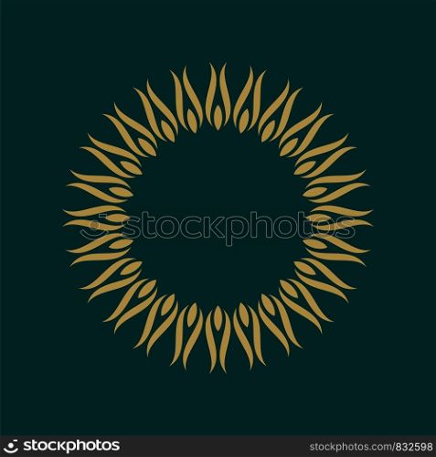 Gold Circle Ornamental Sun Border Illustration Design. Vector EPS 10.