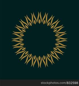 Gold Circle Ornamental Sun Border Illustration Design. Vector EPS 10.