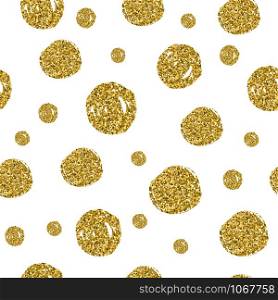 Gold circles seamless pattern on white background. Vector design metallic texture.. Gold circles seamless pattern on white background.