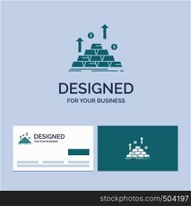 gold, coin, cash, money, growth Business Logo Glyph Icon Symbol for your business. Turquoise Business Cards with Brand logo template.. Vector EPS10 Abstract Template background