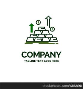 gold, coin, cash, money, growth Flat Business Logo template. Creative Green Brand Name Design.