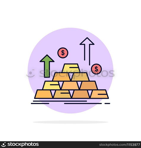 gold, coin, cash, money, growth Flat Color Icon Vector