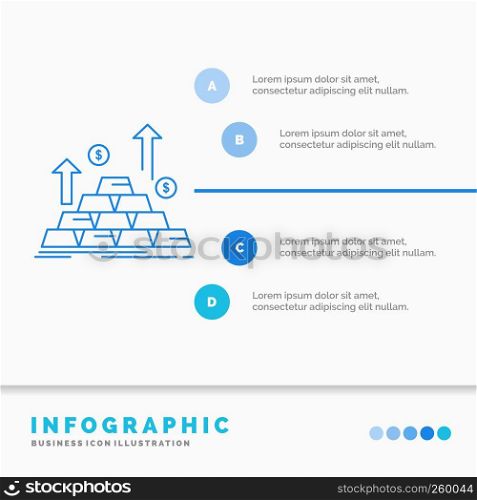 gold, coin, cash, money, growth Infographics Template for Website and Presentation. Line Blue icon infographic style vector illustration