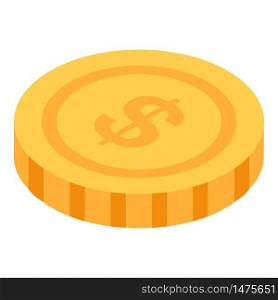 Gold coin icon. Isometric of gold coin vector icon for web design isolated on white background. Gold coin icon, isometric style