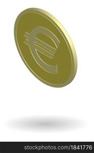 Gold coin with euro sign. Isometric vector illustration isolated on white background