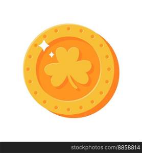 Gold coin with heart clover symbol for St. Patrick’s Day decoration