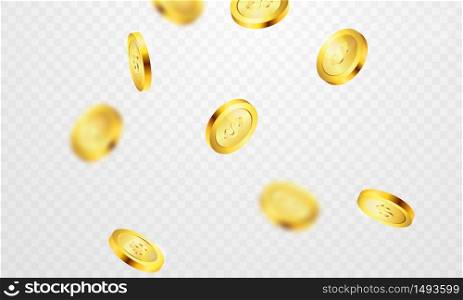 Gold coins Casino Luxury vip invitation with confetti Celebration party Gambling banner background.
