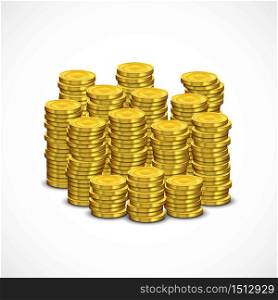 Gold coins pile .Vector illustration