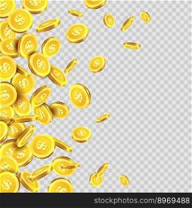Gold coins rain or golden money coin pattern vector image
