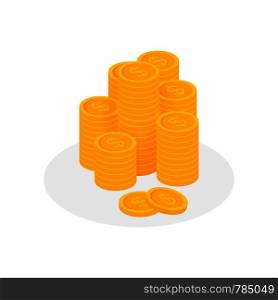 Gold coins stack. Finance heap, dollar coin pile. Vector illustration.. Gold coins stack. Finance heap, dollar coin pile. Vector stock illustration.