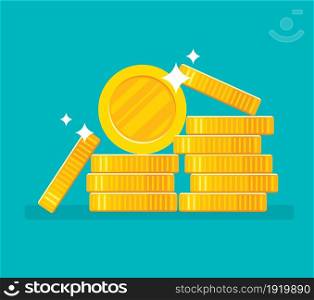 Gold coins stack vector illustration