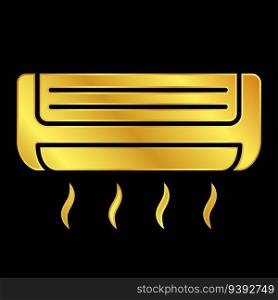 gold colored air conditioner icon for graphic and web design