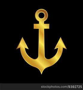 gold colored anchor icon for graphic and web design