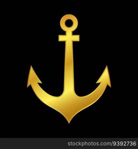 gold colored anchor icon for graphic and web design