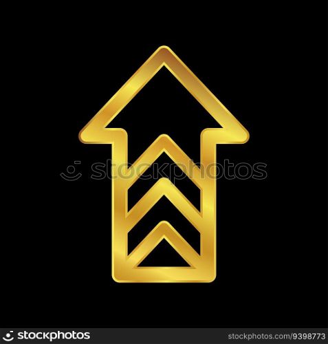 gold colored arrow icon for graphic and web design