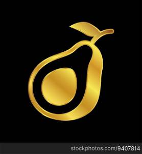 gold colored avocado icon for graphic and web design