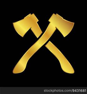 gold colored axe icon, hatchet vector icon