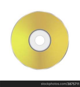 Gold Compact Disc Icon Isolated on White Background.. Gold Compact Disc Icon