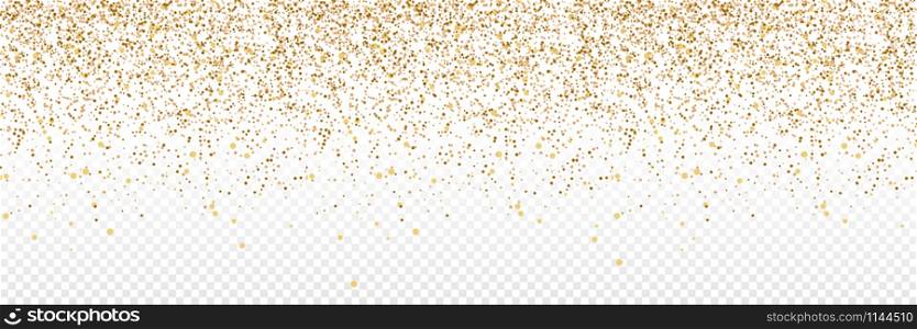 Gold Confetti. Confetti in circle shape isolated on transparent background. Falling Gold Confetti illustration. Festive Background. Celebration Carnival vector illustration. Birthday concept. Vector illustration