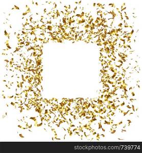 Gold confetti frame design, holiday banner, vector illustration