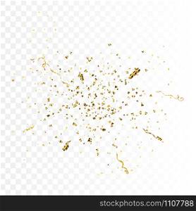 Gold Confetti Isolated On White Background. Celebrate Vector Illustration. Gold Confetti Vector Background