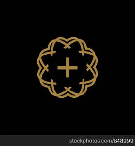 Gold cross in ornamental Illustration Design. Vector EPS 10.