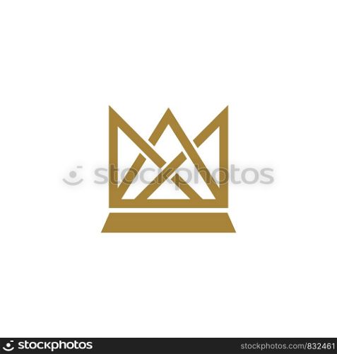 Gold Crown Line Logo Template Illustration Design. Vector EPS 10.