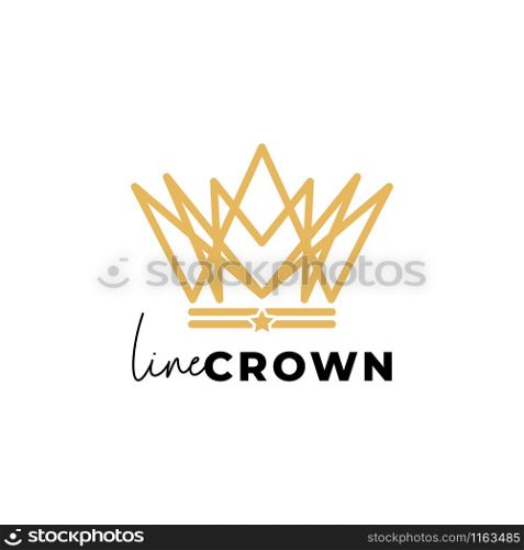 Gold crown logo design template vector isolated