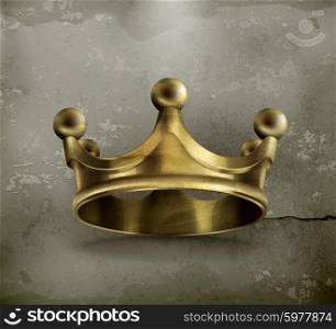 Gold crown old style vector icon