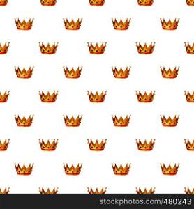 Gold crown pattern seamless repeat in cartoon style vector illustration. Gold crown pattern