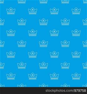 Gold crown pattern vector seamless blue repeat for any use. Gold crown pattern vector seamless blue