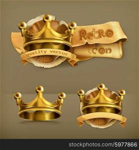 Gold crown vector icon