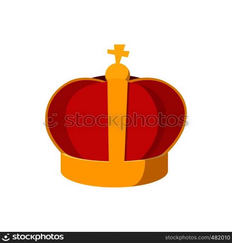 Gold crown with cartoon icon on a white background. Gold crown with cartoon icon