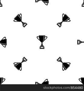 Gold cup for championship pattern repeat seamless in black color for any design. Vector geometric illustration. Gold cup for championship pattern seamless black