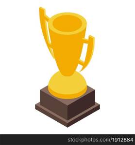 Gold cup icon isometric vector. Winner trophy. Golden award. Gold cup icon isometric vector. Winner trophy