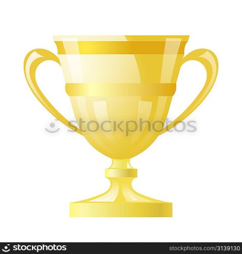 Gold cup on white background