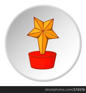 Gold cup star icon. Cartoon illustration of gold cup star vector icon for web. Gold cup star icon, cartoon style