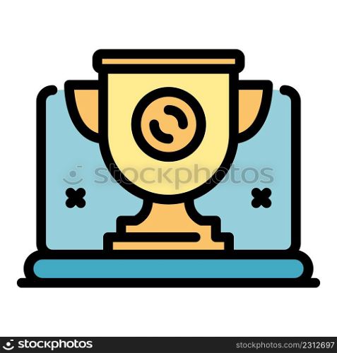 Gold cup stream game icon. Outline gold cup stream game vector icon color flat isolated. Gold cup stream game icon color outline vector