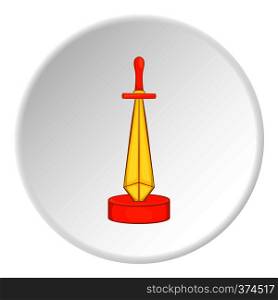Gold cup sword icon. Cartoon illustration of gold cup sword vector icon for web. Gold cup sword icon, cartoon style