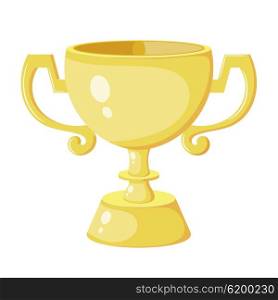 Gold Cup winner in Cartoon style. Gold Cup - the award winner of the competition. Yellow Cartoon cup on a white background. Design element. Stock vector